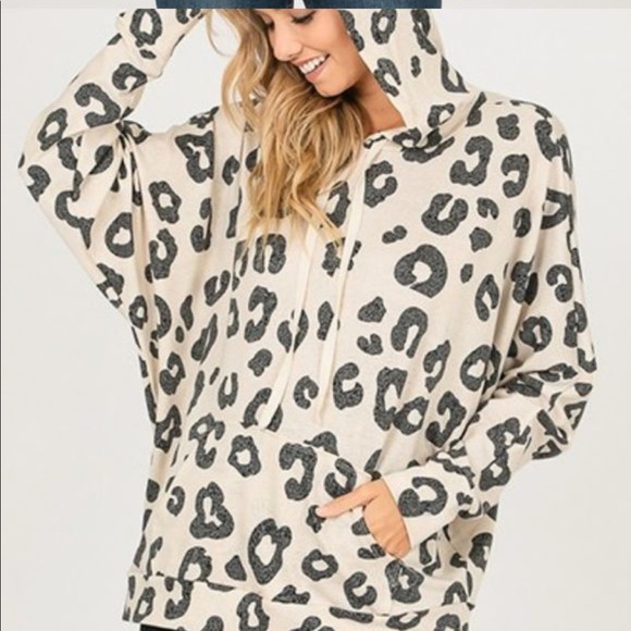 Hopely leopard print hoodie large - Picture 3 of 6